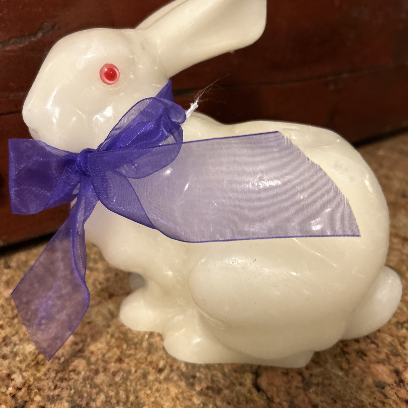 Vintage Large White Easter Bunny Rabbit Candle 7” X 7” WOWZA