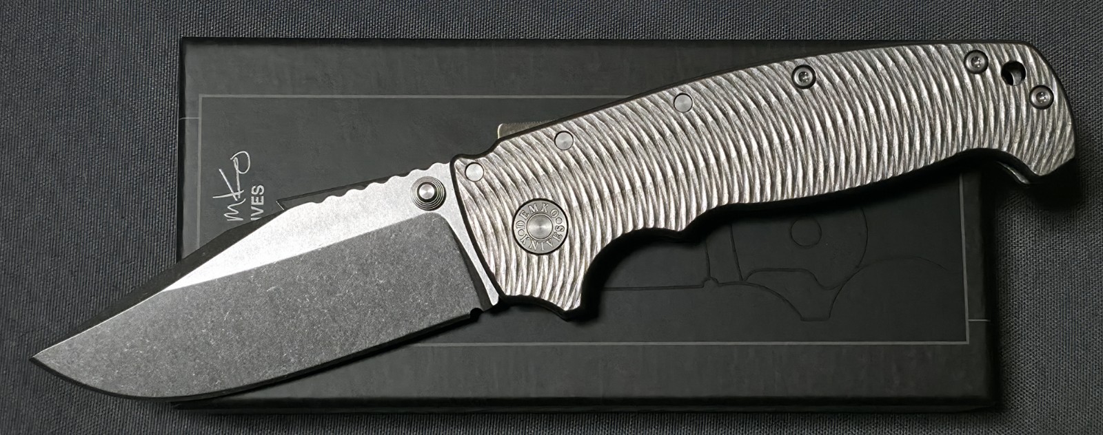 NEW Demko Knives AD20 XXX - CPM-3V Clip Point - Textured Titanium - Shark-Lock