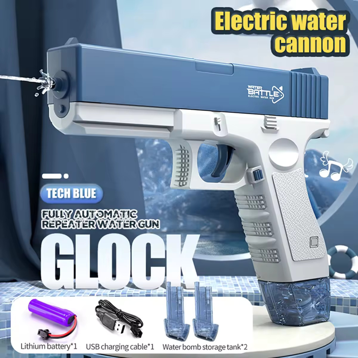 Standard-Blue Electric Water Gun Rechargeable Automatic & Manual Spray Gun