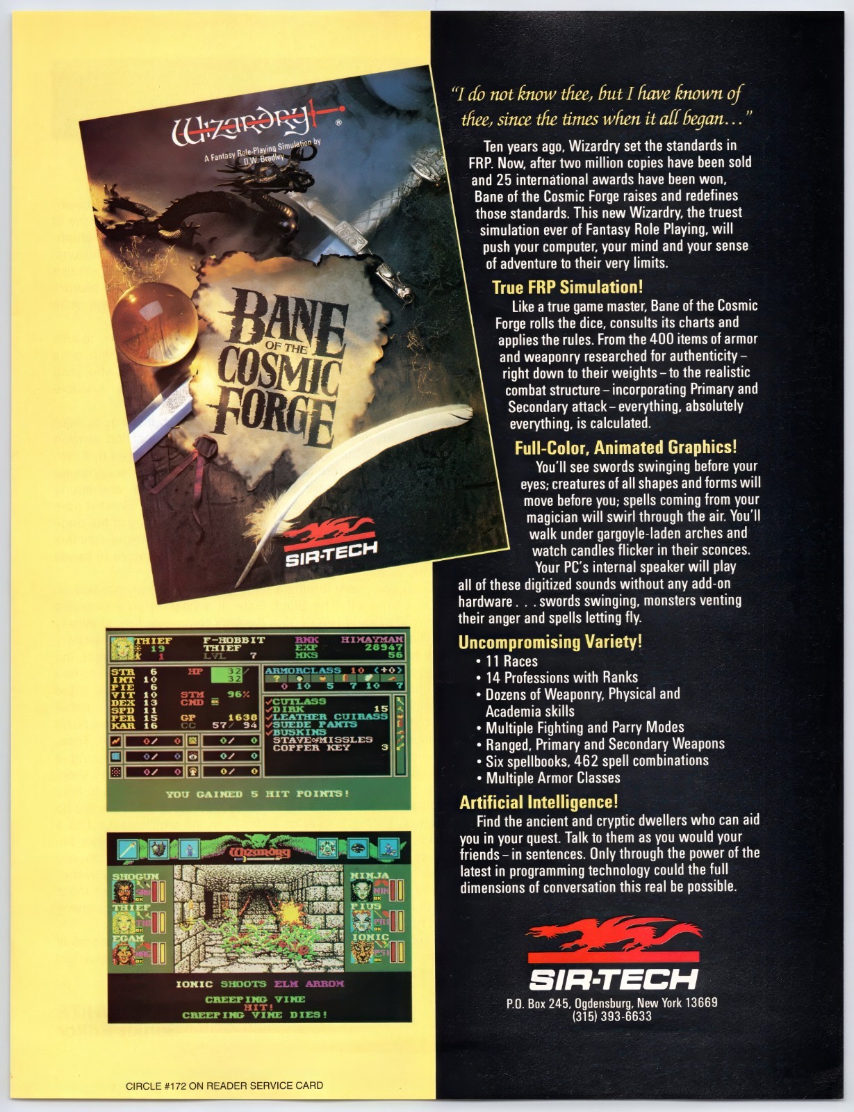 Wizardry VI Bane of the Cosmic Forge - PC - Vintage Original Print Ad Promo 1991