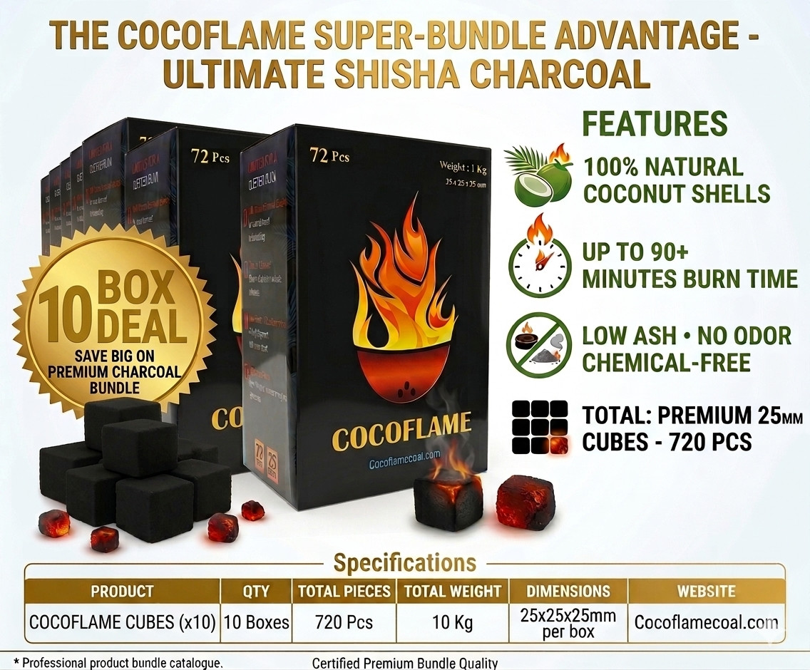 Hookah Charcoal - 10KG 22 lb Natural Coconut  720 Cube for Shisha Bar & Hookah