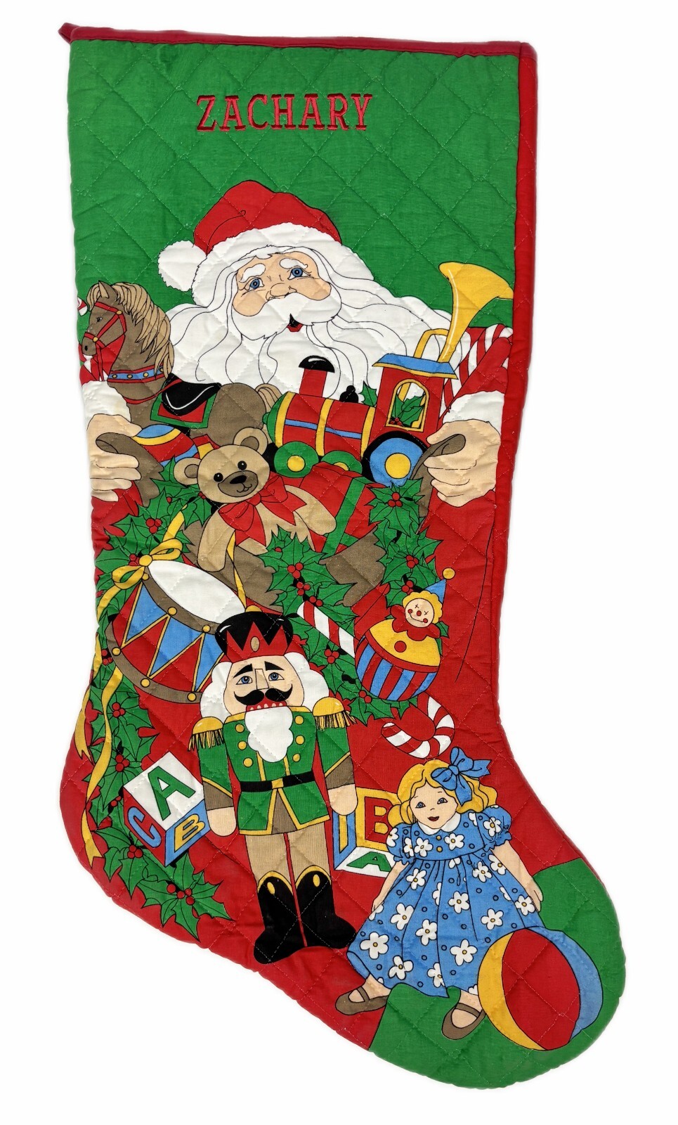 29” Large Personalized Embroidery ZACHARY Quilted XL Christmas Stocking