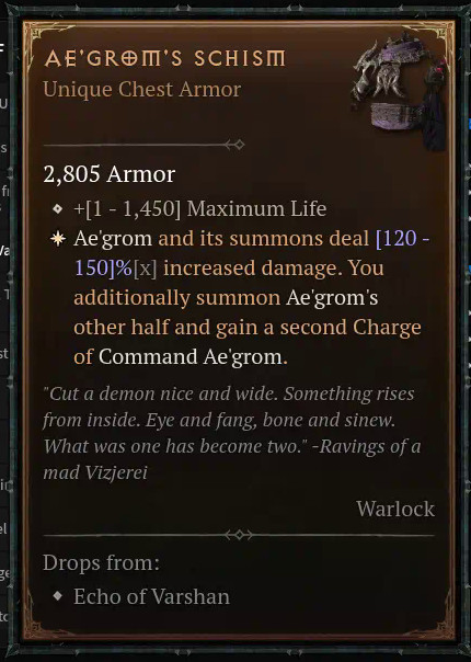 DIABLO 4  WARLOCK UNIQUES SEASON 15 Hell\'s Legacy ITEMS UNIQUE D4