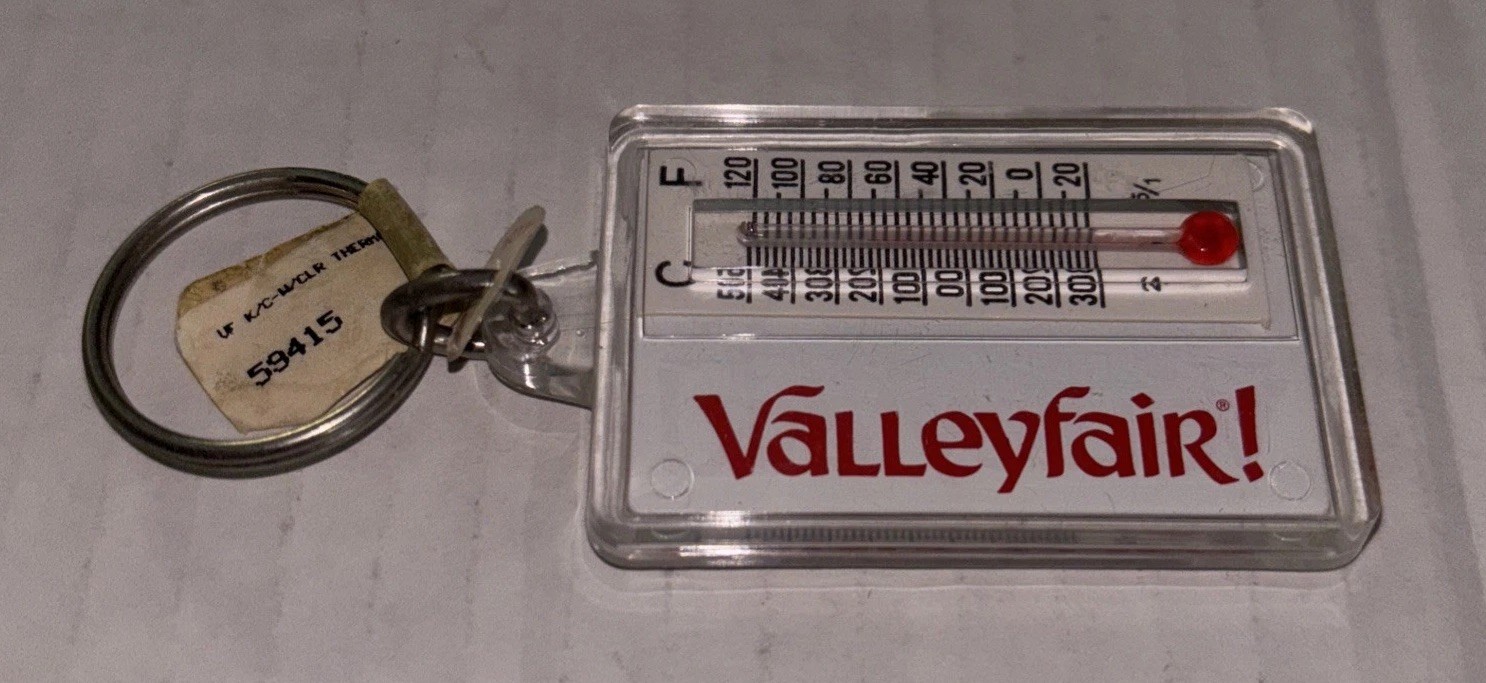 NWT Valleyfair Thermometer Keyring Shakopee MN Vintage Souvenir Amusement Pk