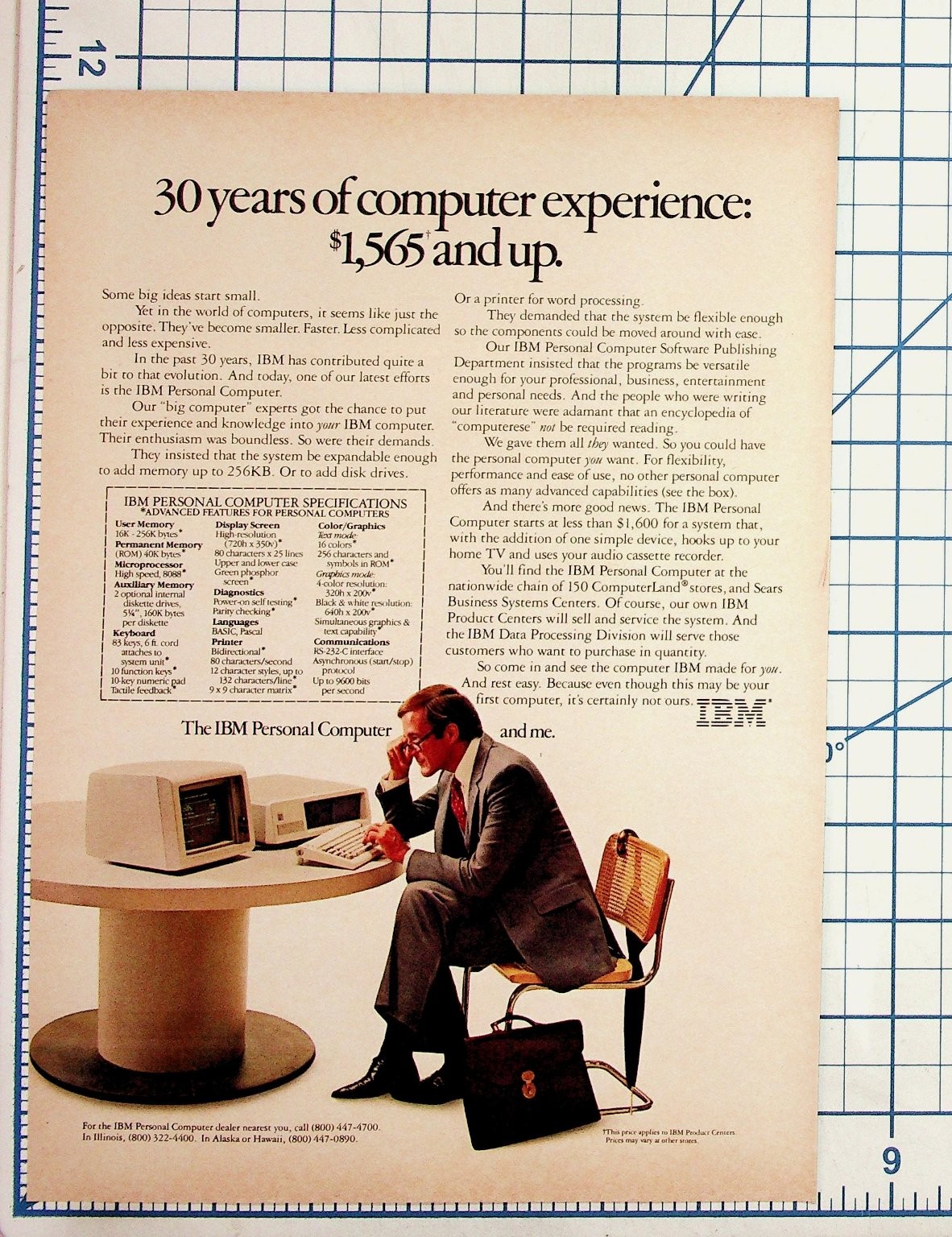 Vintage IBM Personal Computer PC Original Magazine Ad 1980s Retro Computing