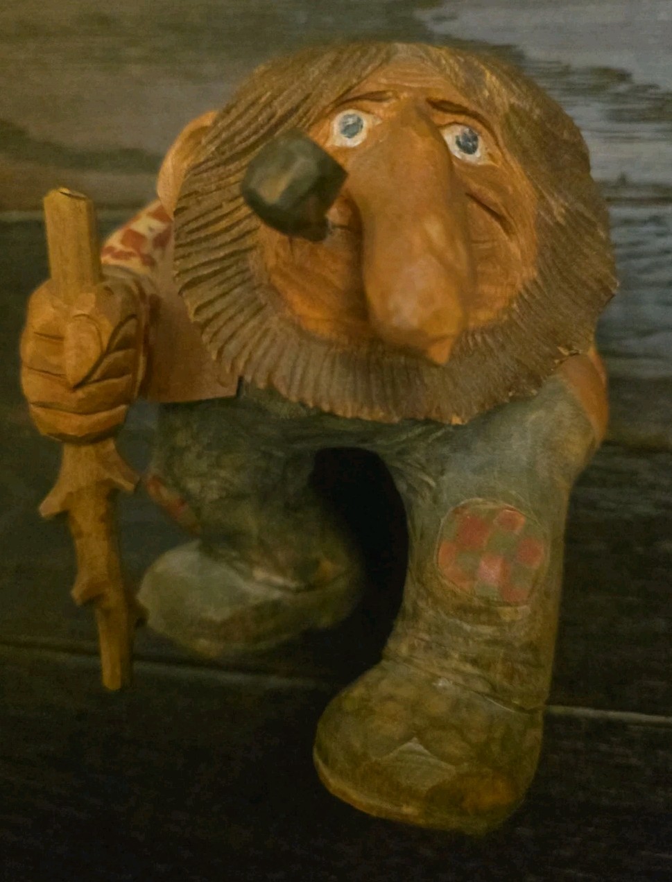 Vintage Hand Carved Norwegian Troll by Anton Sveen Authentic Wooden Folk Art...