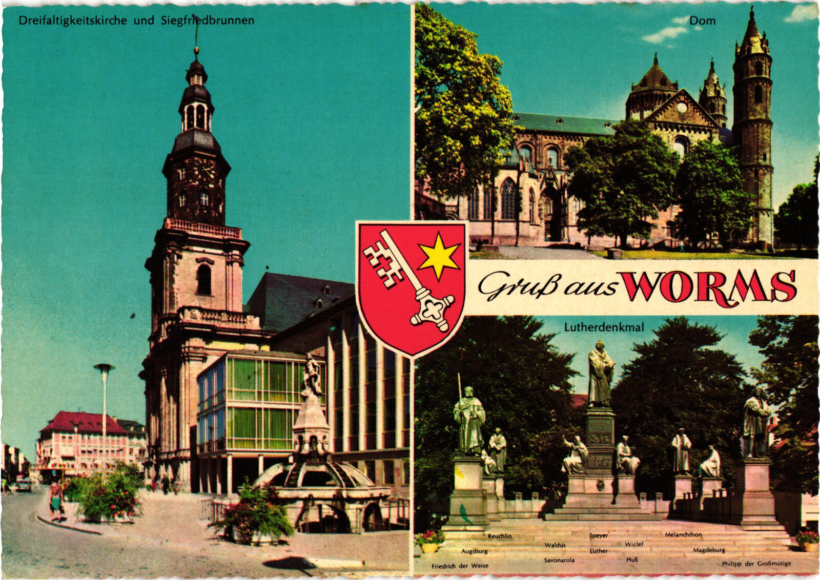 Greetings from Worms, Germany Multi-View Postcard Unposted