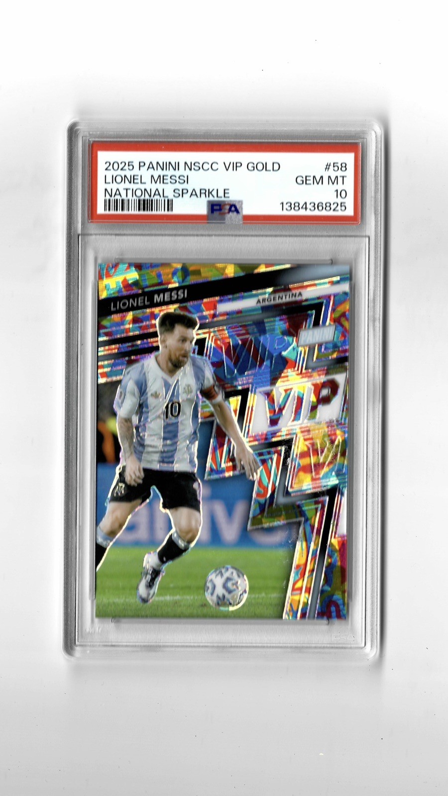PANINI NATIONAL SPORTS COLLECTORS CONVENTION VIP GOLD LIONEL MESSI 18/45 PSA 10
