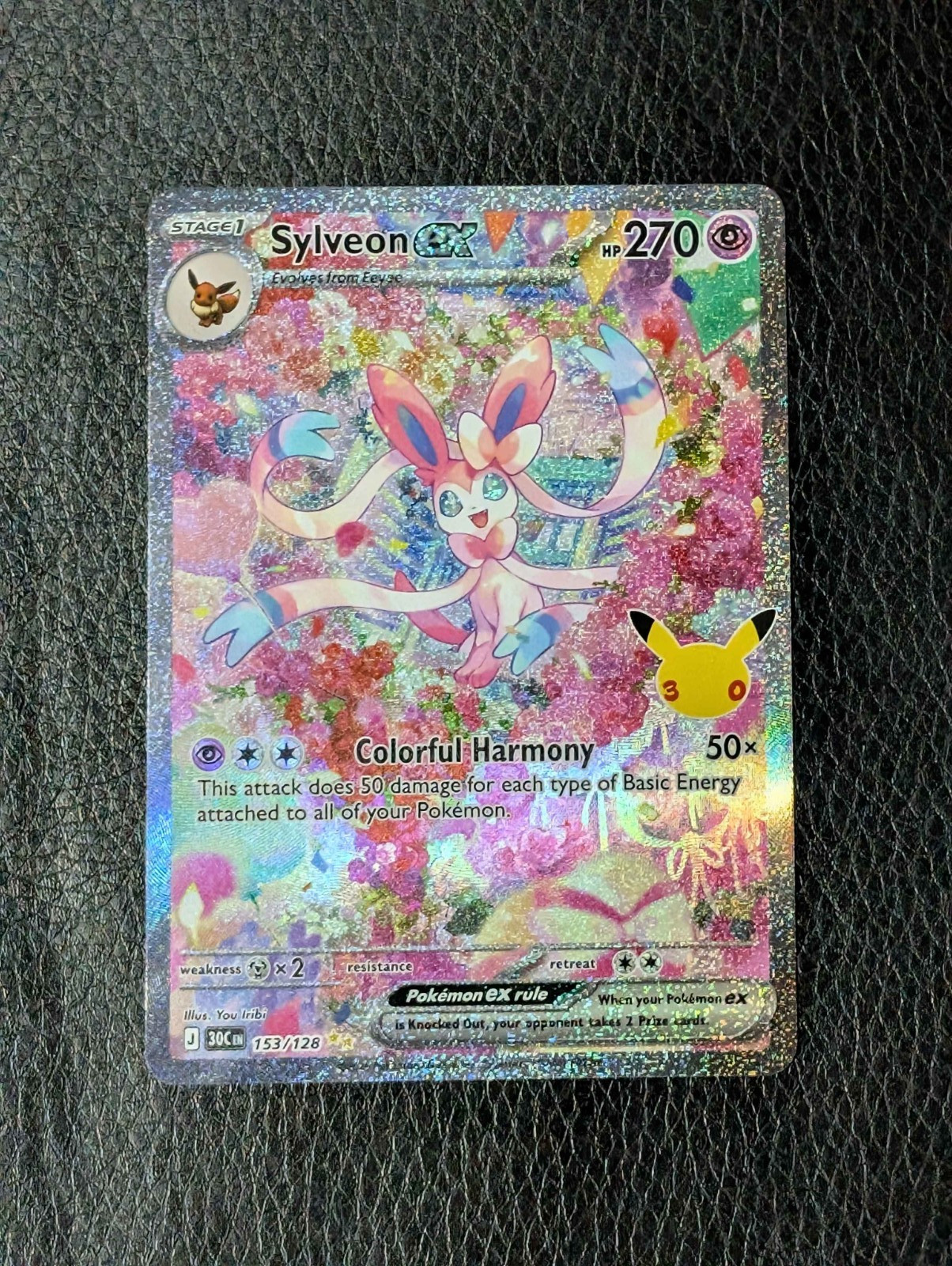Pokémon TCG Sylveon ex 153/128 30th Anniversary Full Art Holo English
