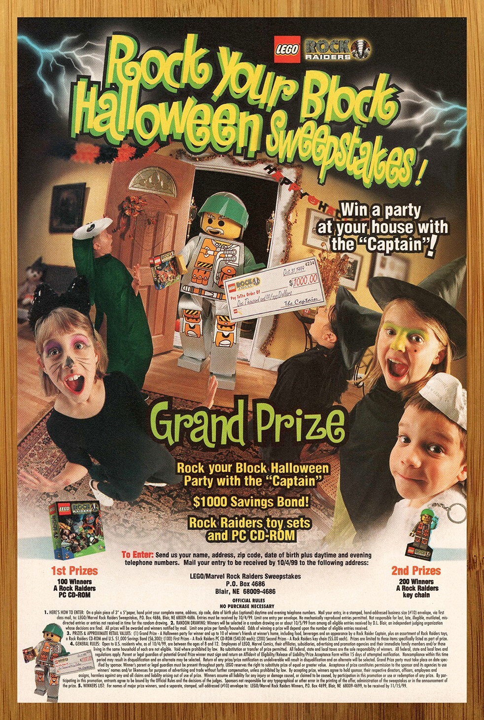 1999 LEGO Rock Raiders Halloween Sweepstakes Print Ad/Poster Toy Pop Art 90's