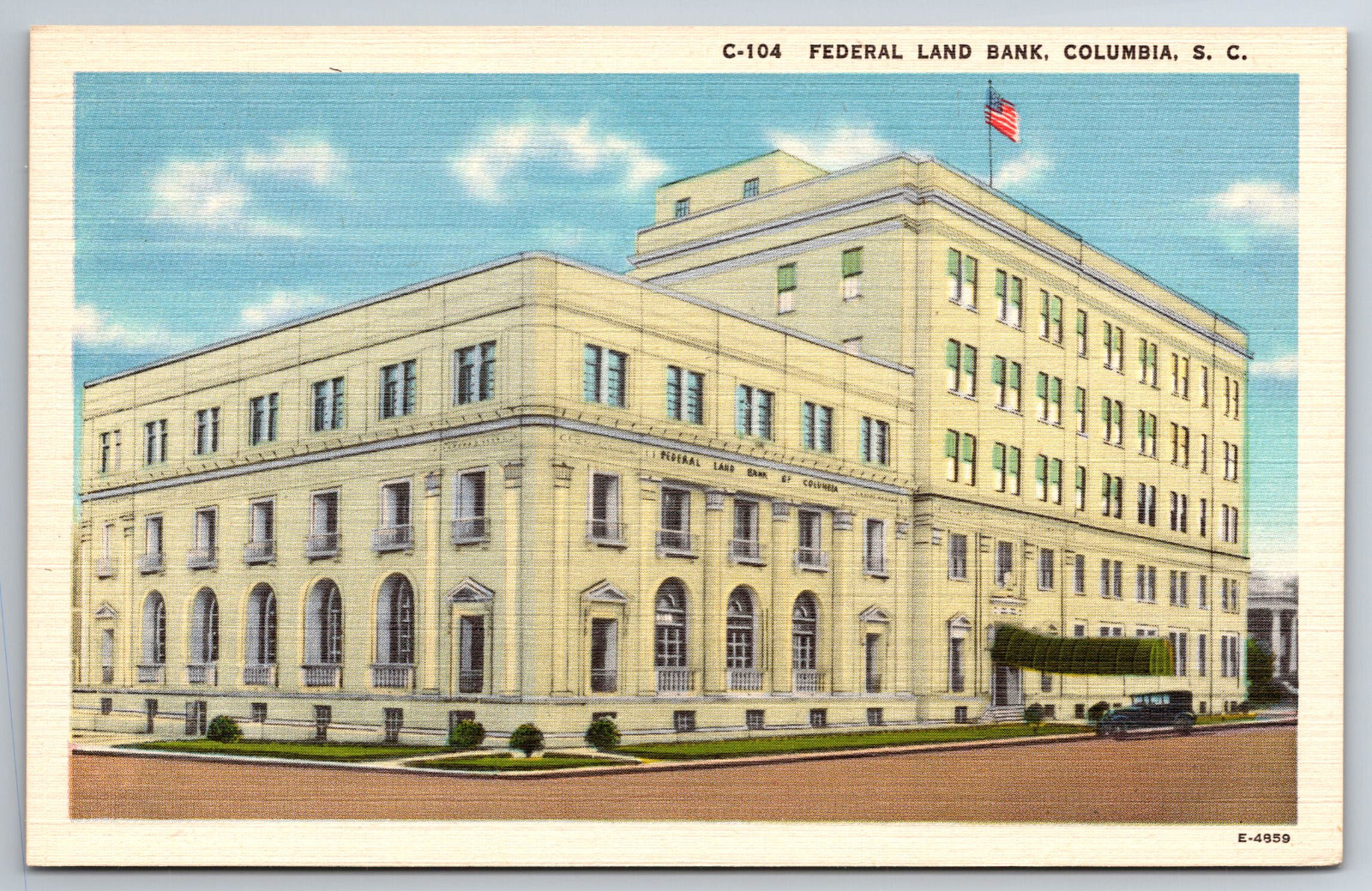 Vintage Postcard SC Columbia Federal Land Bank Street View -3627