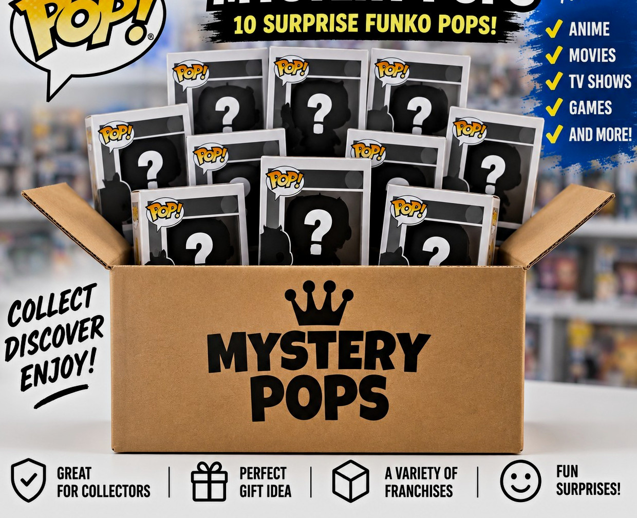 Funko Pop Mystery Vinyl Figure Lot of 10 Pops