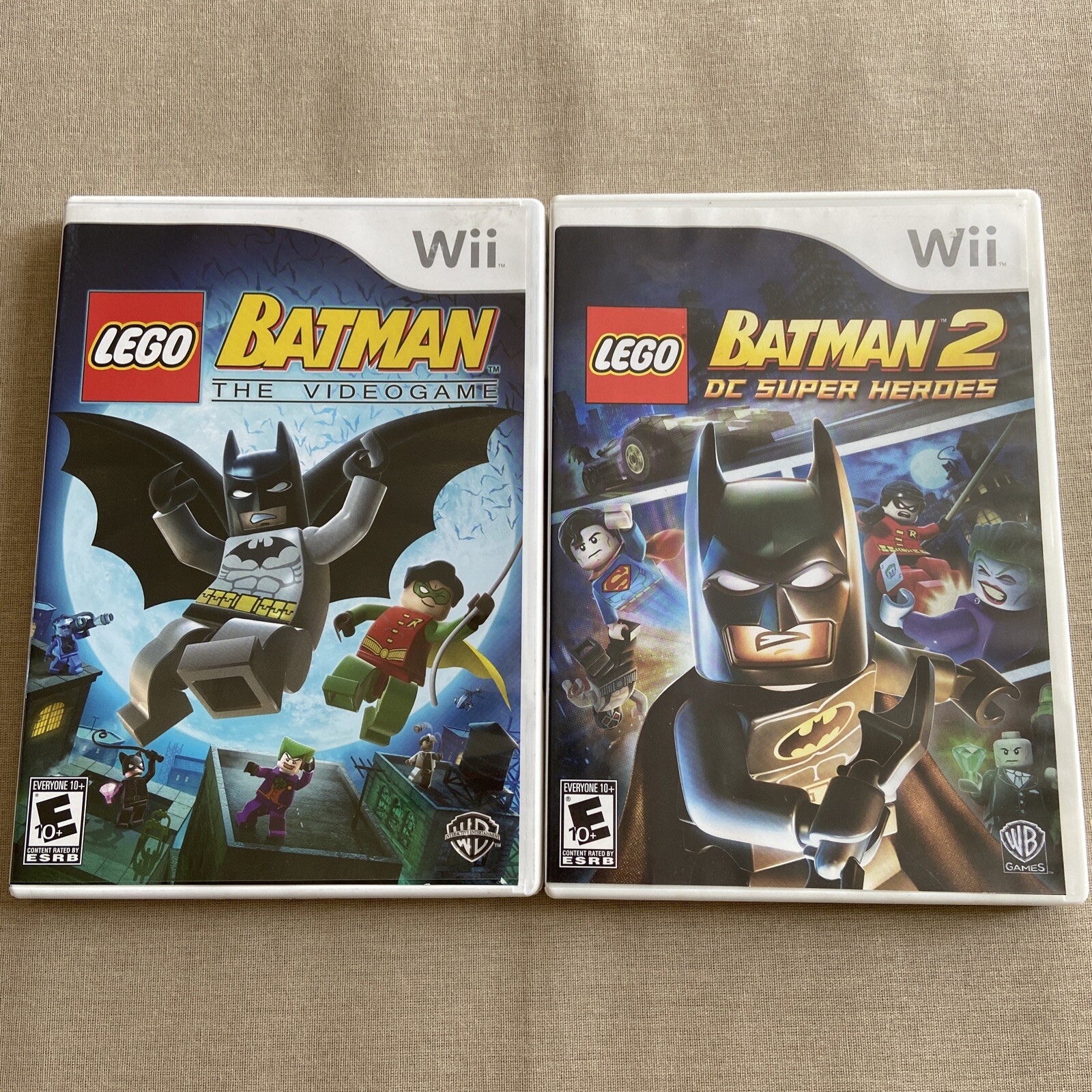 LEGO Batman Videogame 1 & 2 DC Super Heroes (Nintendo Wii Set) LOT TESTED CIB +