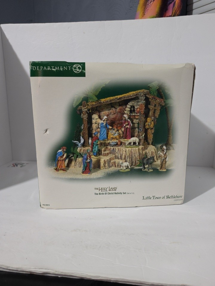 Vtg Dept 56 Little Town Of Bethlehem Nativity Set 11 Pieces 
