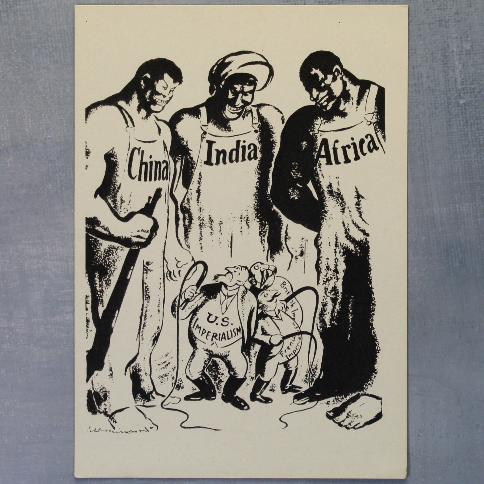 Anti-colonialism by Robert Minor USA China Africa India Russian postcard 1962💥