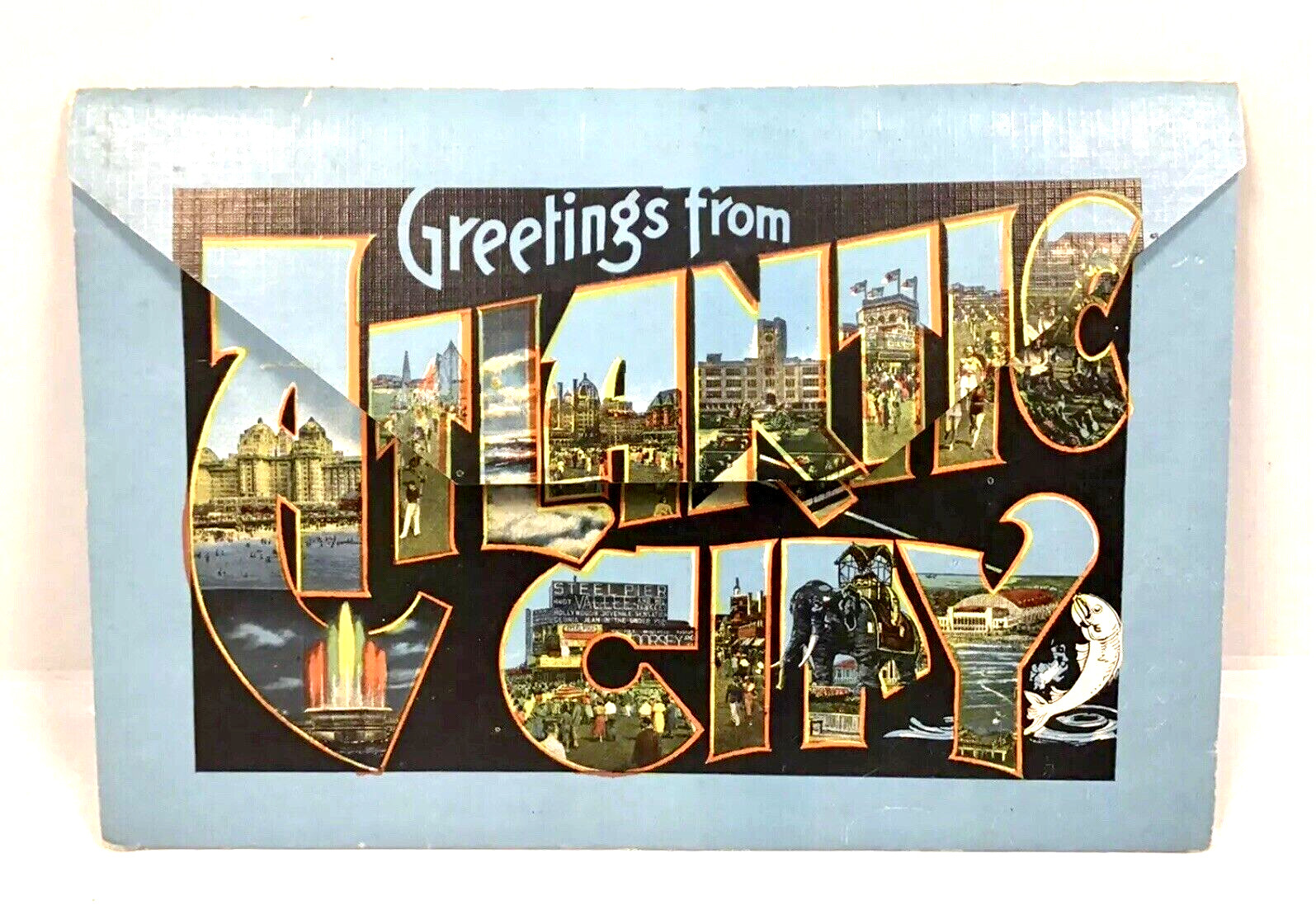 Vintage Fold-Out Souvenir Postcard Greetings From ATLANTIC CITY MCM Vacation
