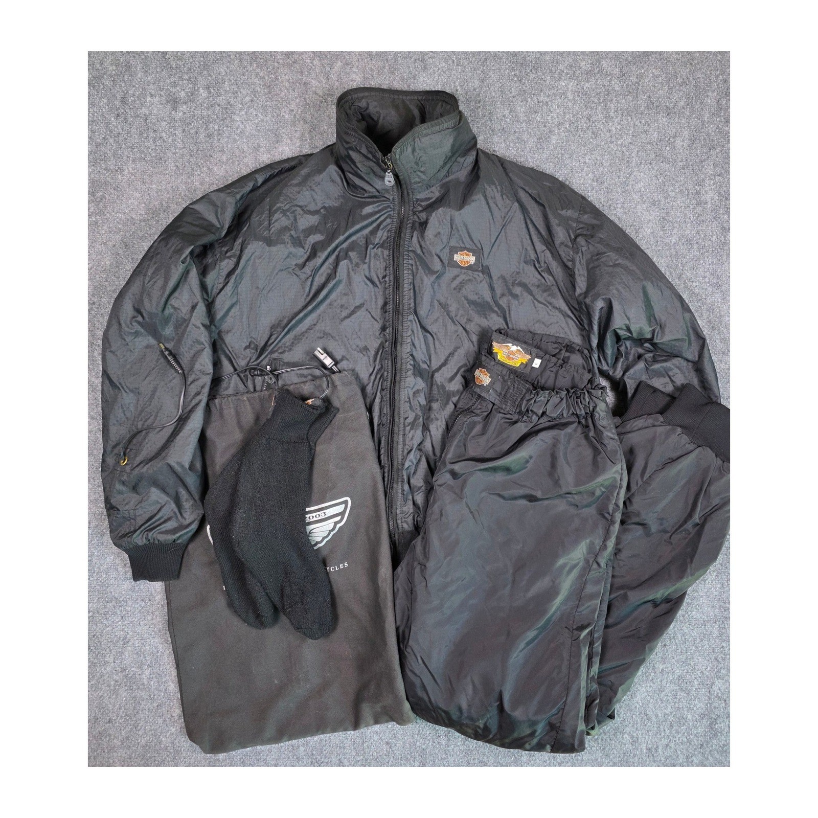 Harley-Davidson Heated Riding Suit Mens XL Black Jacket Pants Socks & Switch