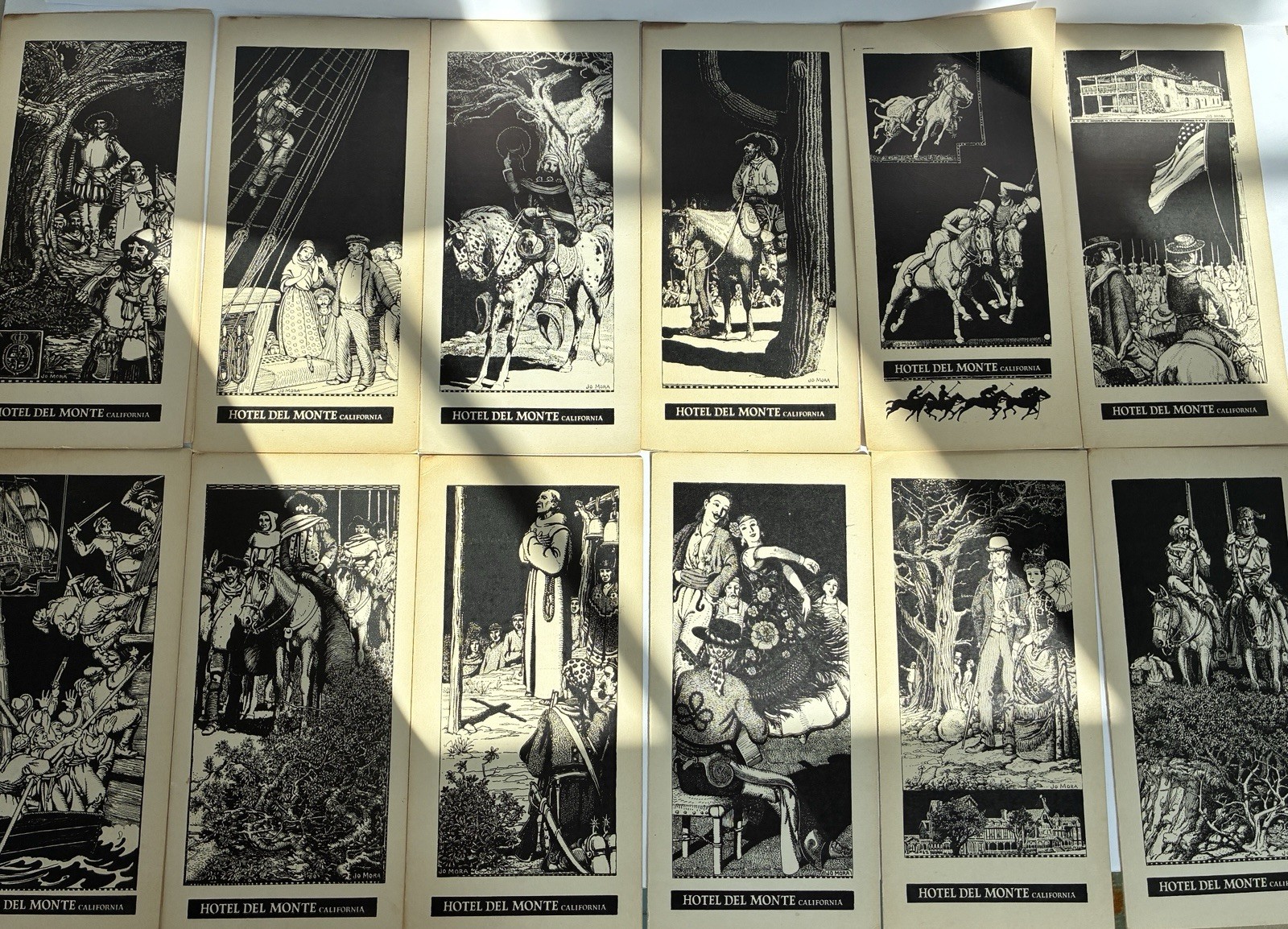 VTG Hotel Del Monte Menus (1936-1937) – Jo Mora Woodcut Graphics (RARE 12 Lot)