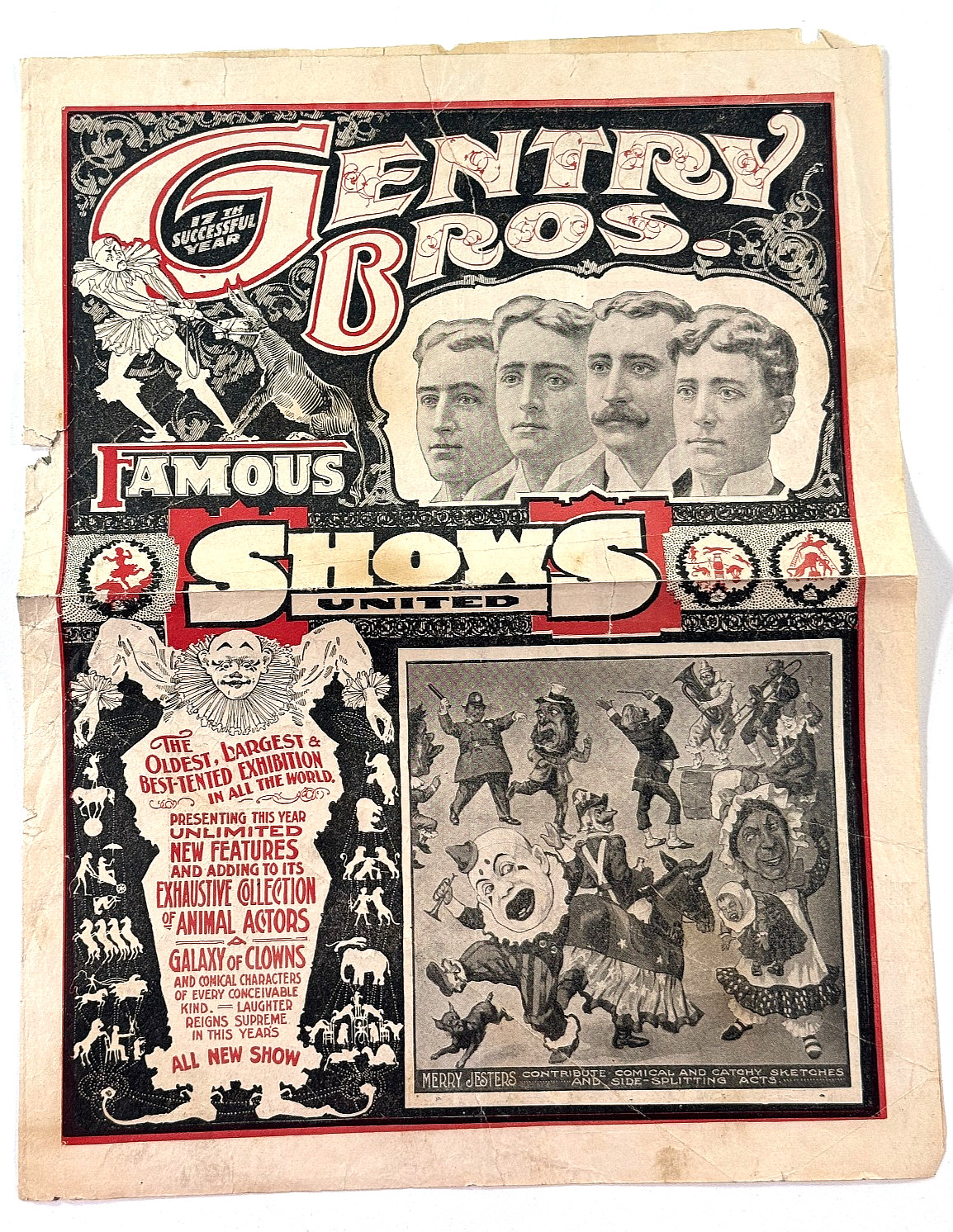 1905 Gentry Bros Program Ottawa KS Courier Poster circus carnival sideshow