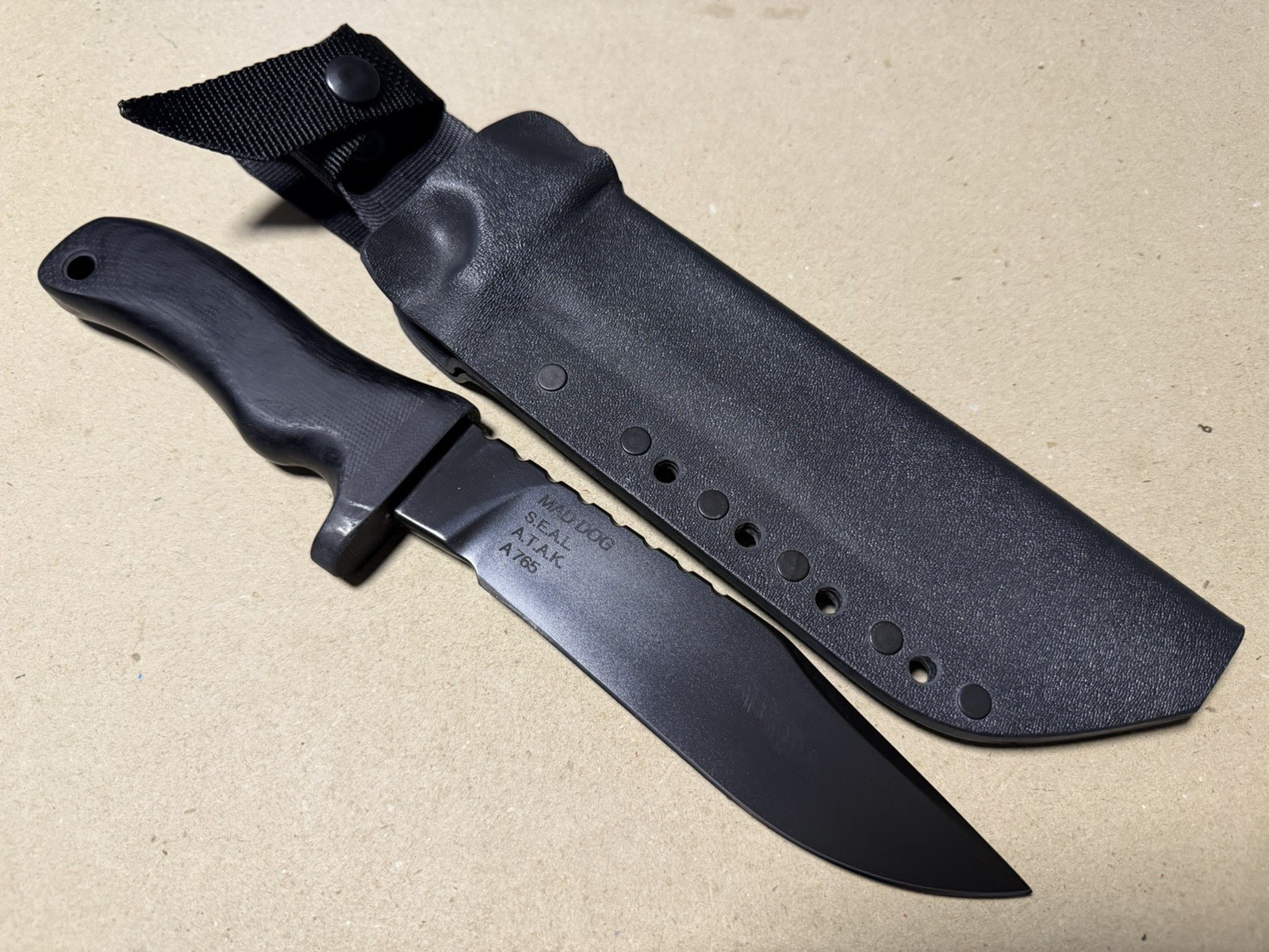 Mad Dog Knives A765 S.E.A.L A.T.A.K. Series A File Work SEAL ATAK Knife & Sheath
