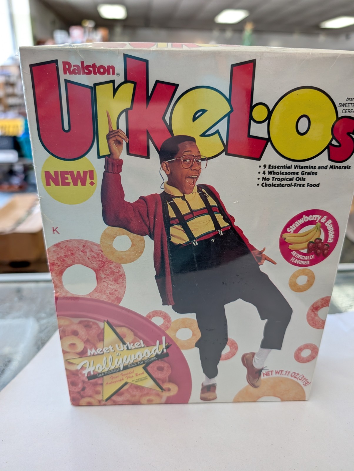 Vintage 1991 Ralston Urkel-Os Cereal Box Family Matters TV Show Jaleel White