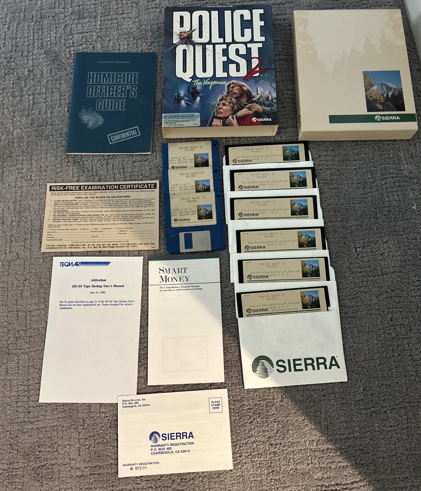 Police Quest 2: The Vengeance (1988, Sierra)-- Disks, Original Box, Some Inserts