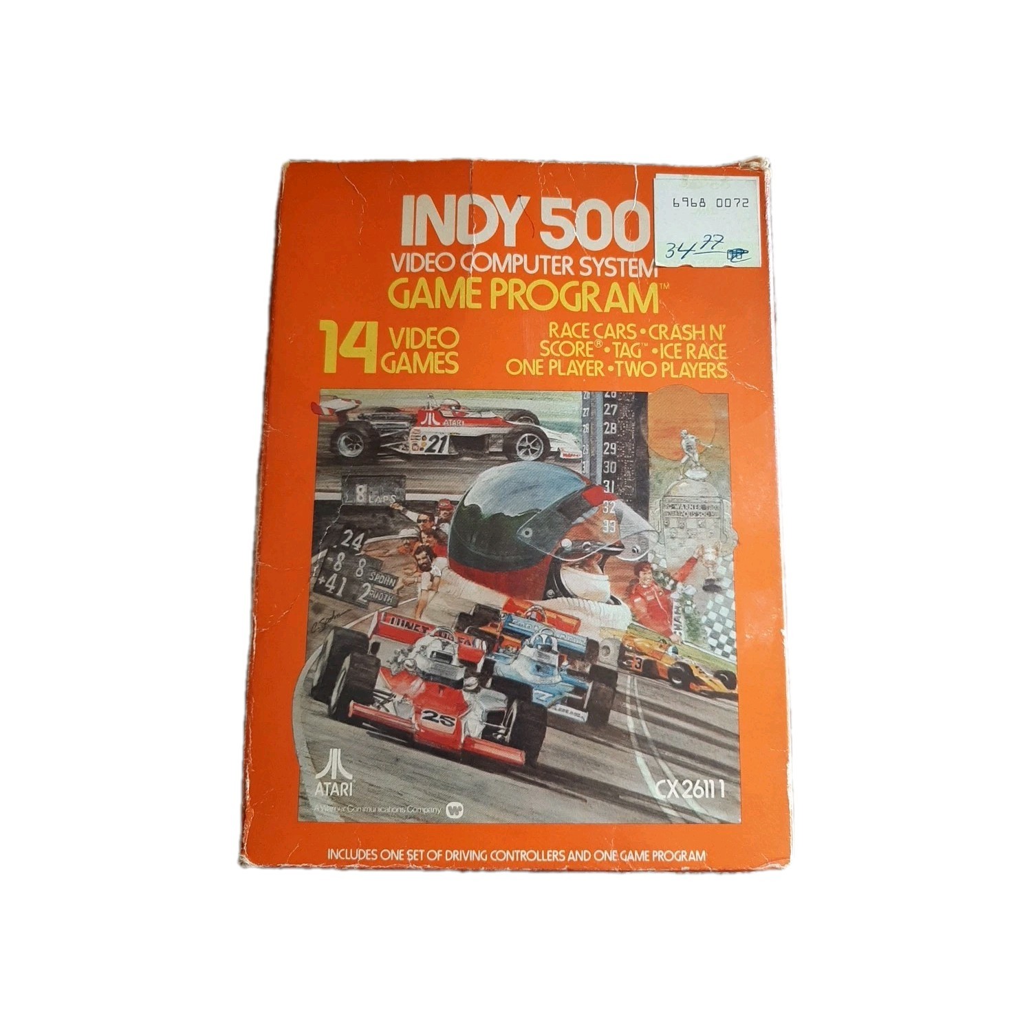 Indy 500 Atari 2600, Complete Game in Big Box Includes 2 Driving Controllers