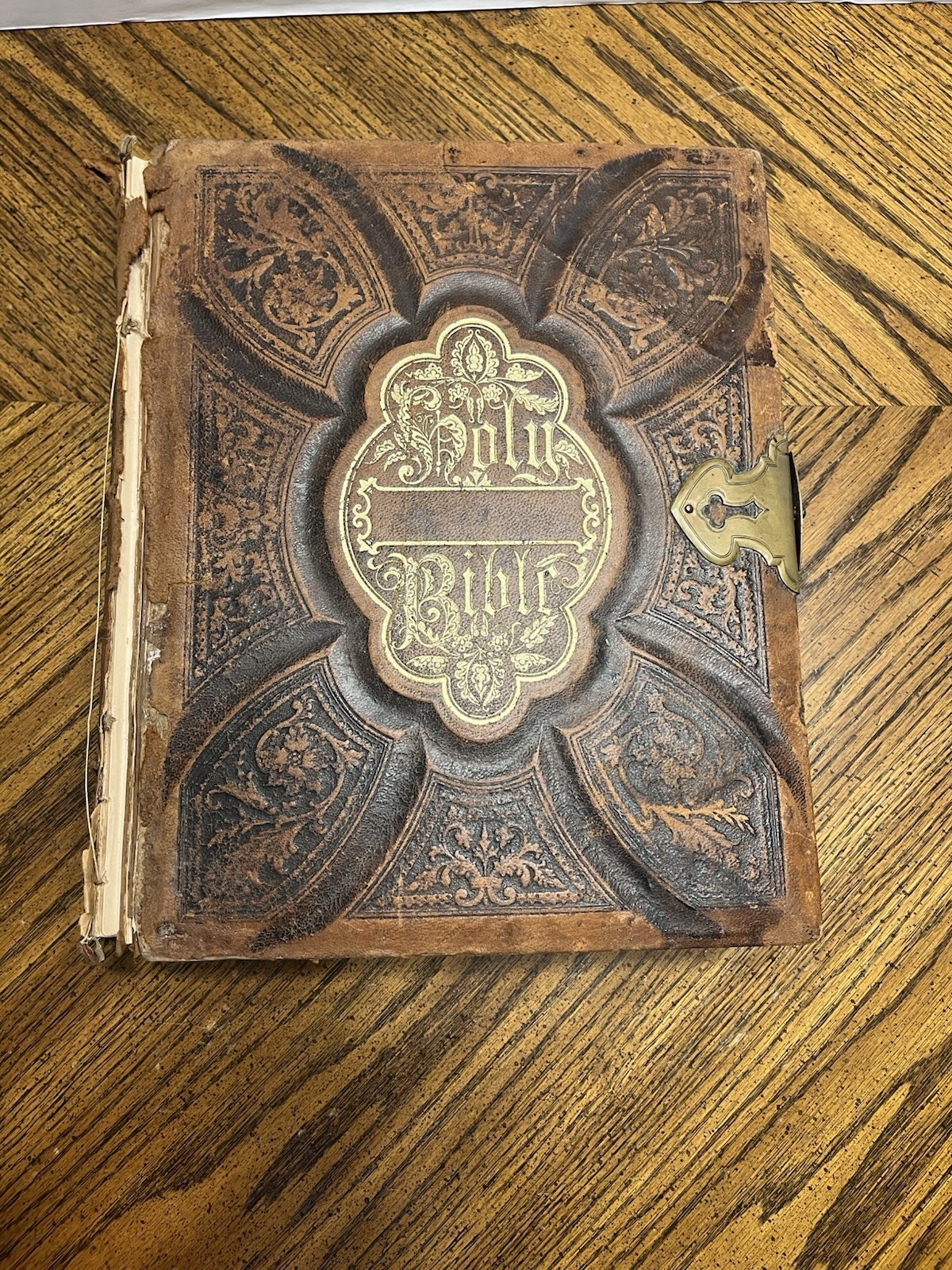 Antique 1874 Joseph Horner Holy Bible Old & New Testament Ornate Metal Clasp 