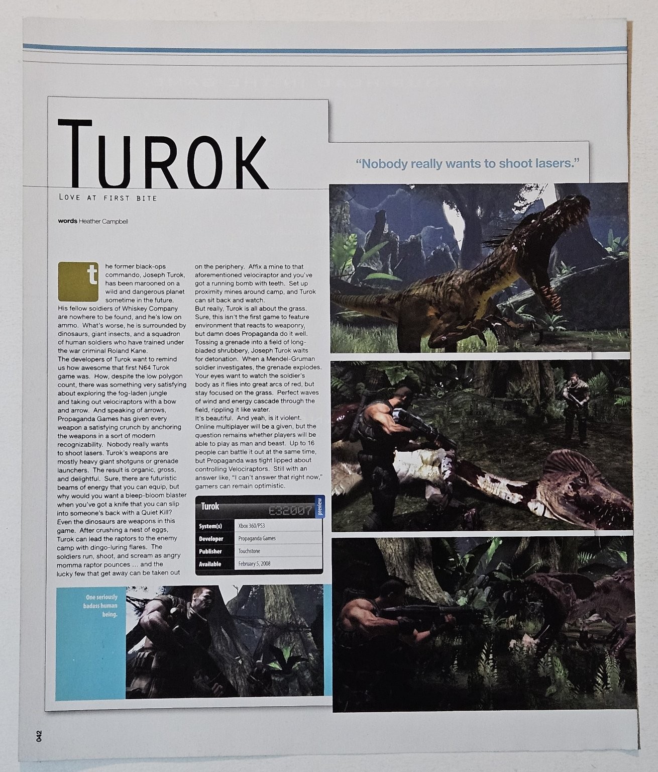 Turok Xbox 360 PS3 Original Magazine Print Ad Propaganda Games 2008