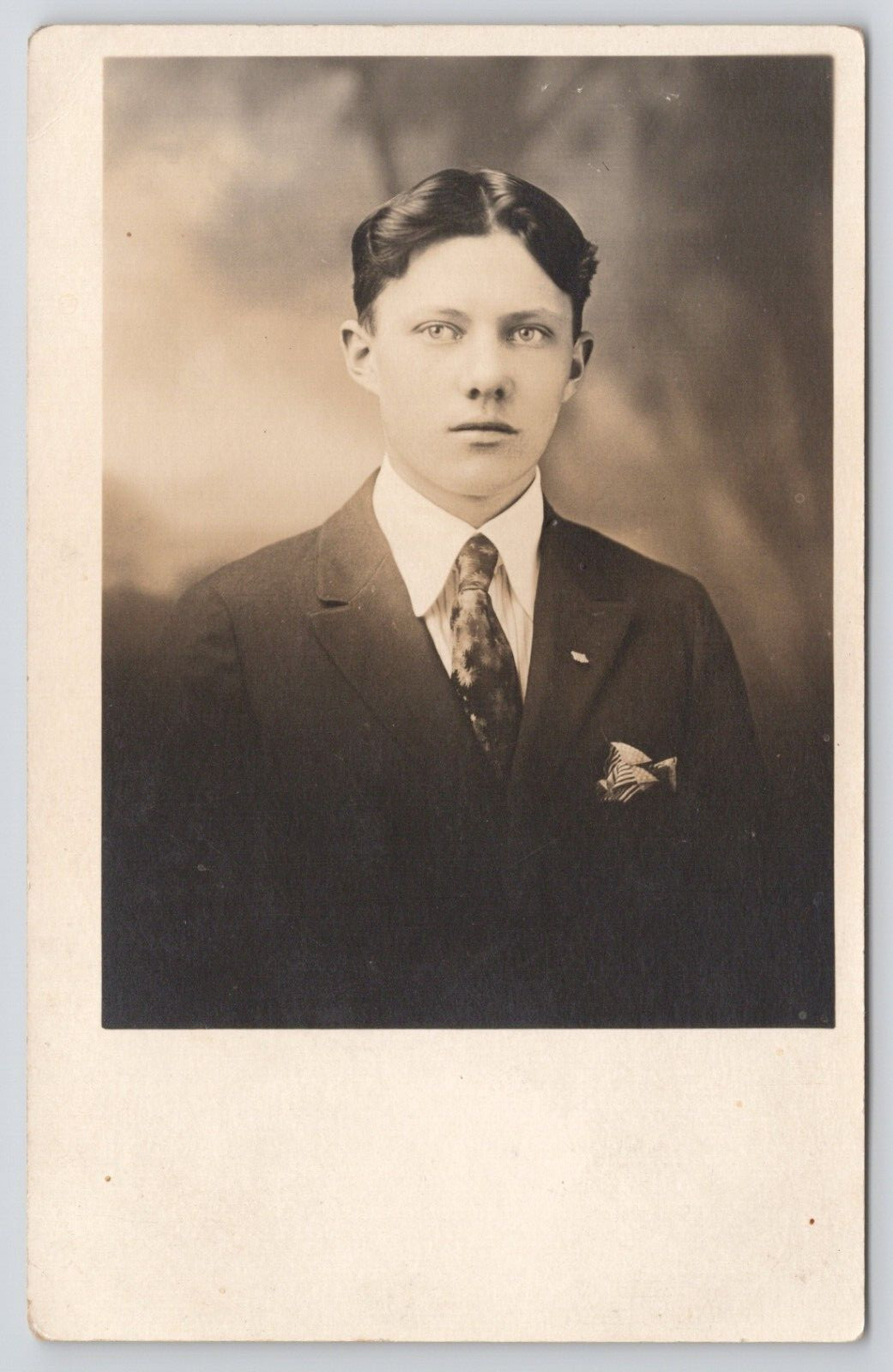 Real Photo Postcard Young Man in Suite and Tie Studio Portrait c1920 RPPC