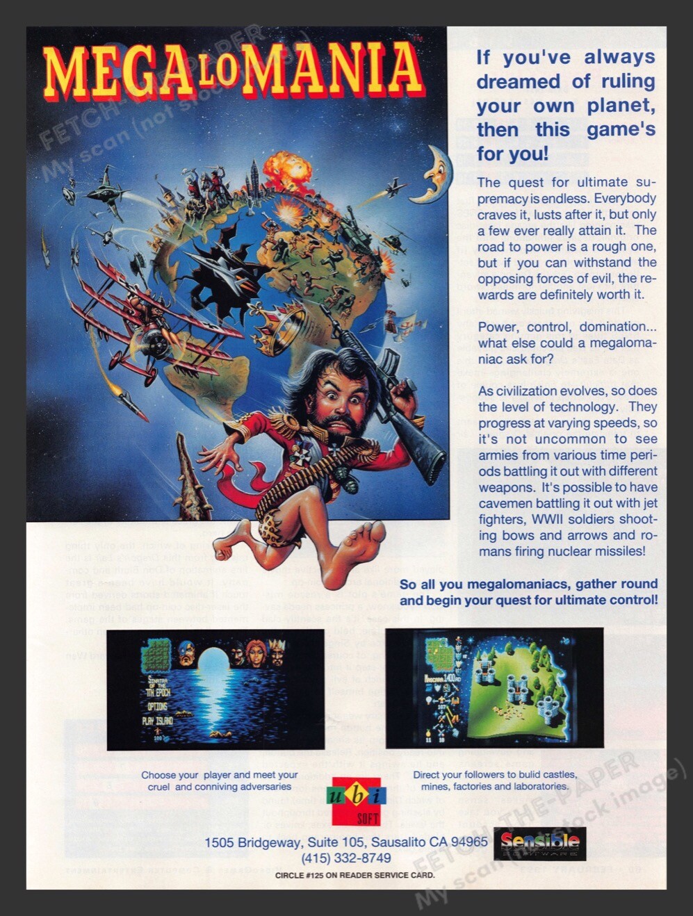 1993 Mega-Lo-Mania Video Game Print Advertisement
