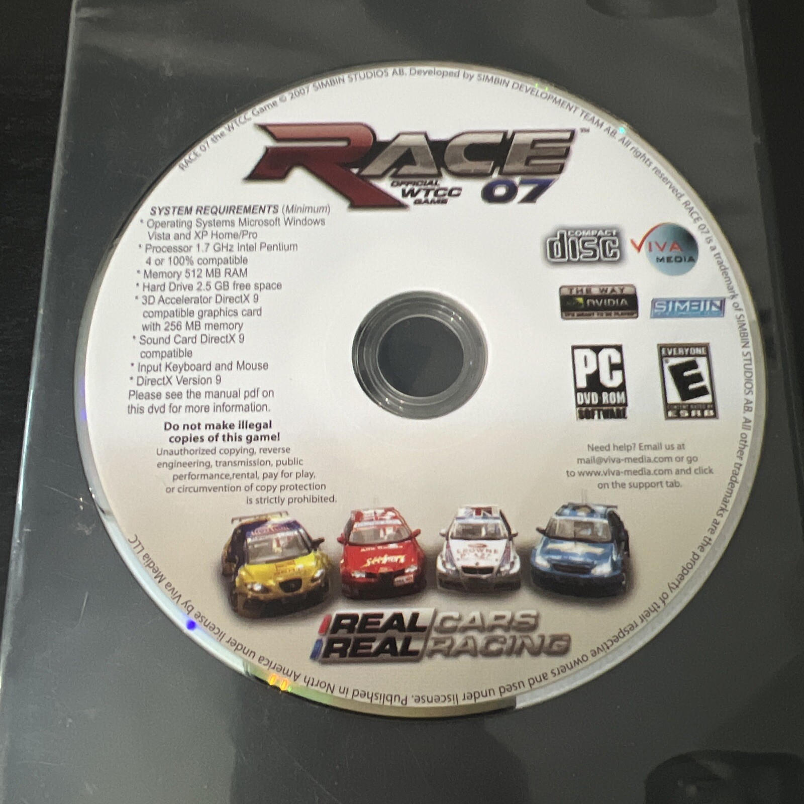 Race 07 the Official WTCC PC game - 2007 DVD car auto racing video game