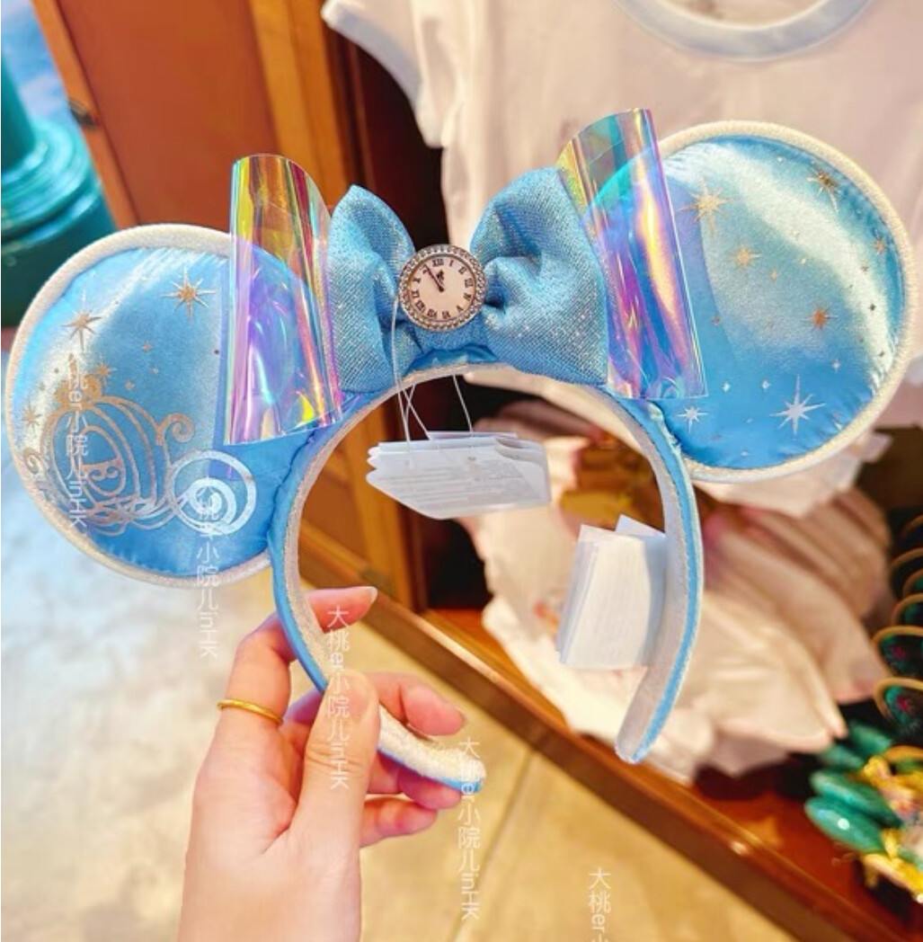 Disney Parks Cinderella Minnie Mouse Ears Blue Headband Disneyland 2024
