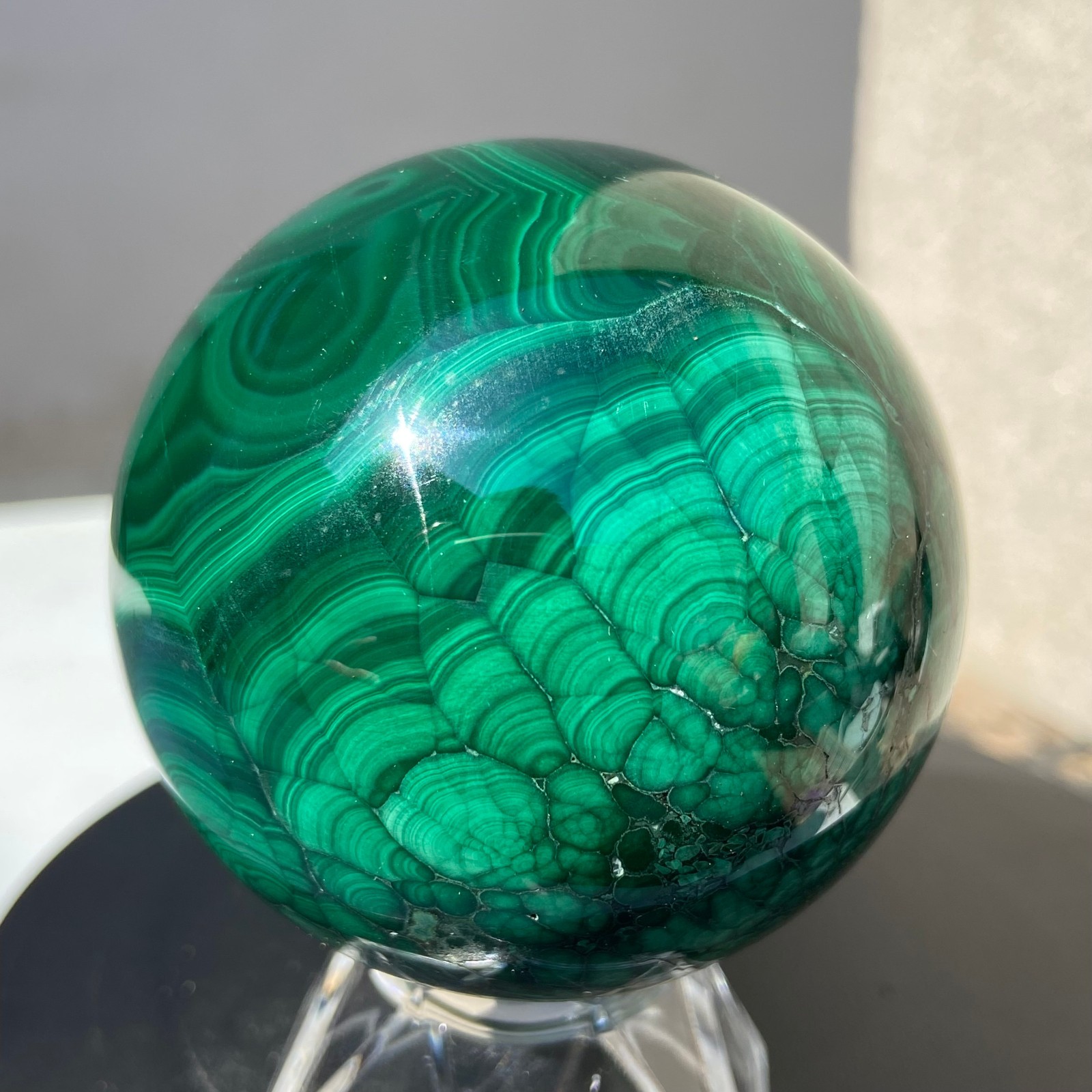 425g Natural Malachite sphere quartz crystal Gemstone specimen healing ball