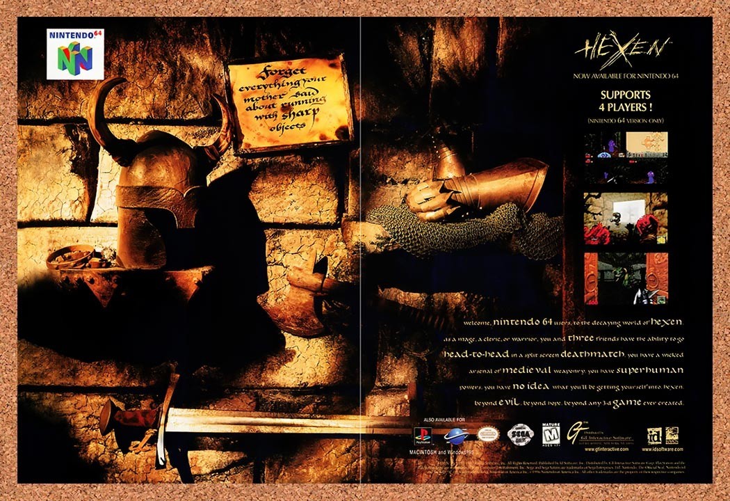 1997 Hexen N64 Original Advertisement / Retro Promo v4