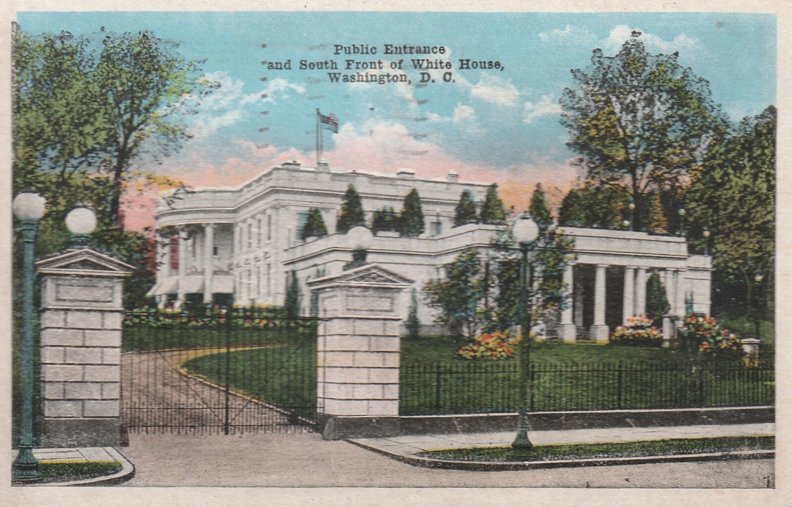 1920 Public Entrance and South Front of White House, Washington, DC a765