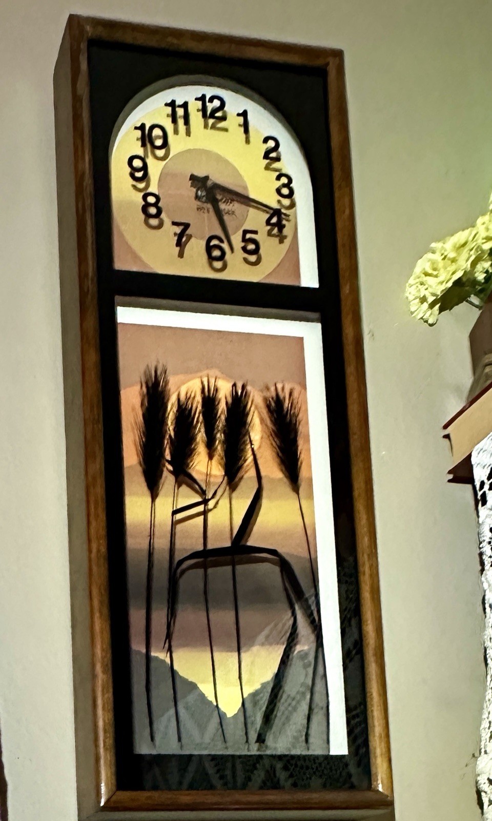 Vintage 70s •Virgil Thrasher•Wall Clock Lucid Lines 3D Shadow Box Sunset Rare