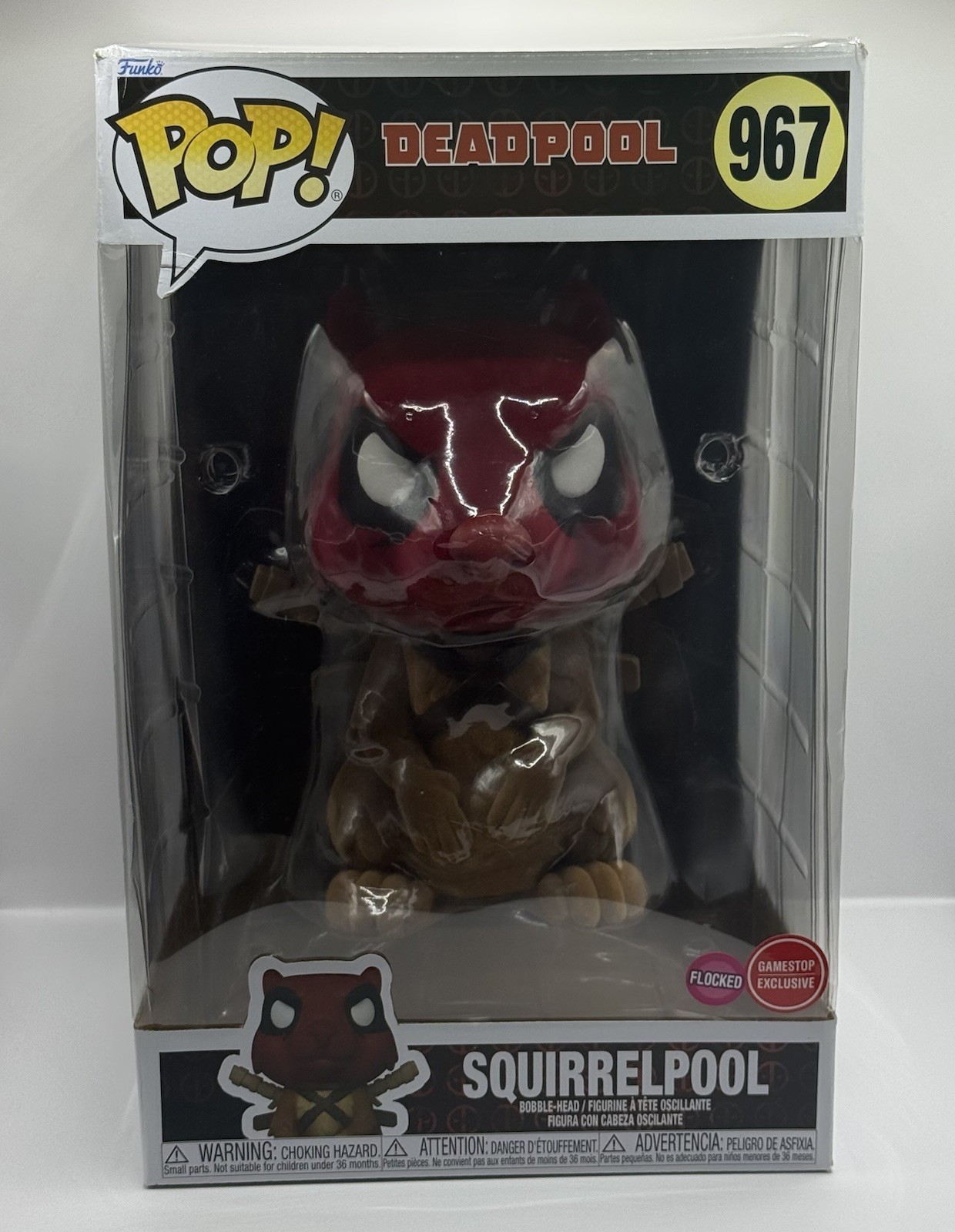 Funko Pop Vinyl Jumbo 10 in: Marvel SQUIRRELPOOL (Flocked) | GameStop #967
