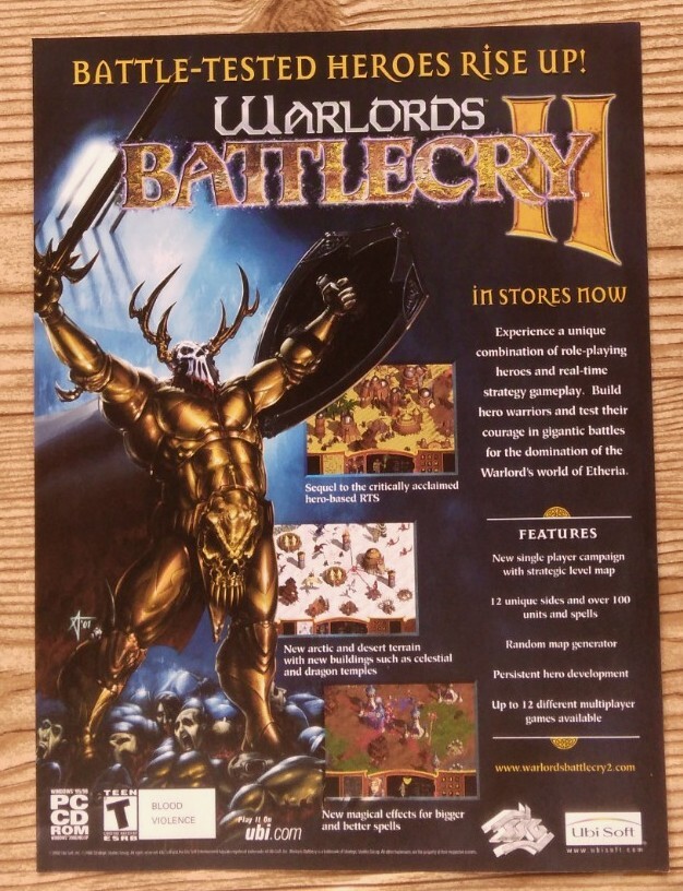 Warlords Battlecry II 2 PC 2002 Video Game Print Ad/Poster Official Big Box Art