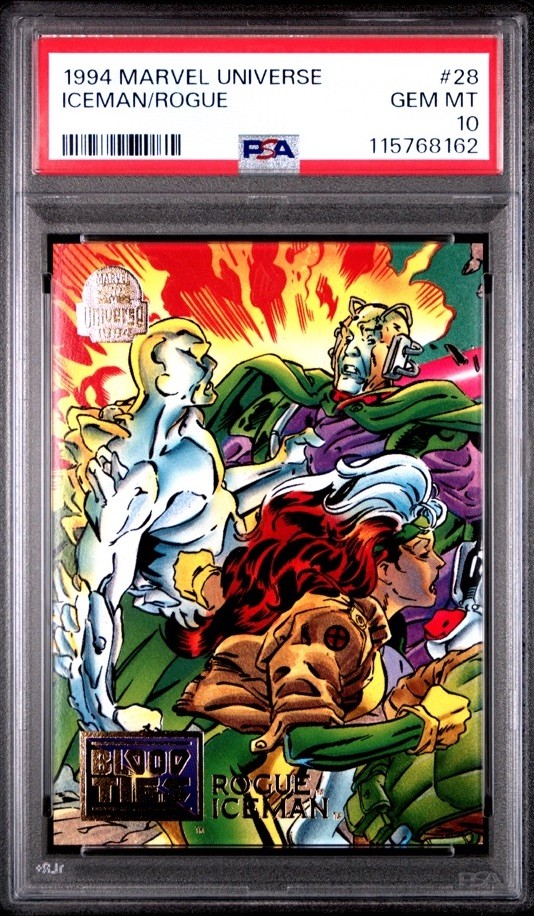 1994 MARVEL UNIVERSE #28 ICEMAN/ROGUE POP OF 7