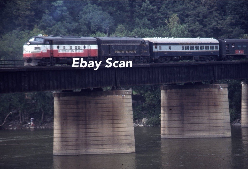 Original 35mm Kodachrome Slide WM Western Maryland Railroad Train On Bridge 1979