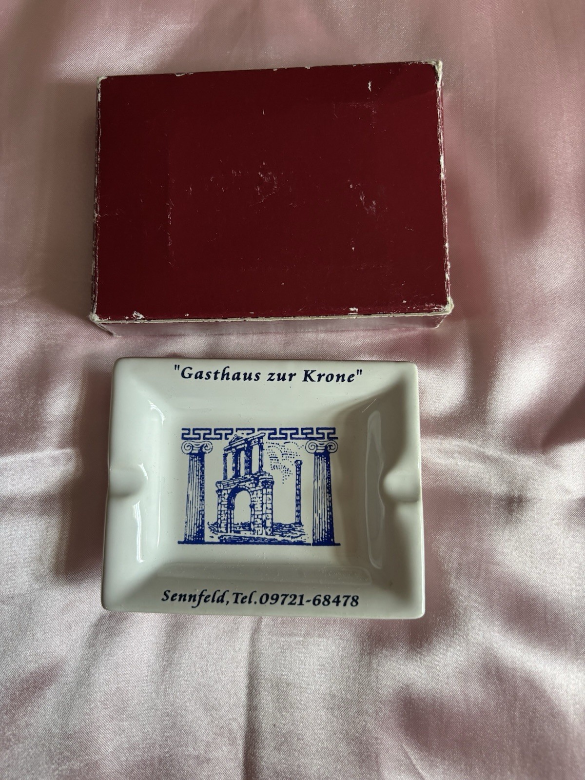 Vintage German Gasthaus Zur Krone Sendfeld  Ashtray Original Box Bavaria