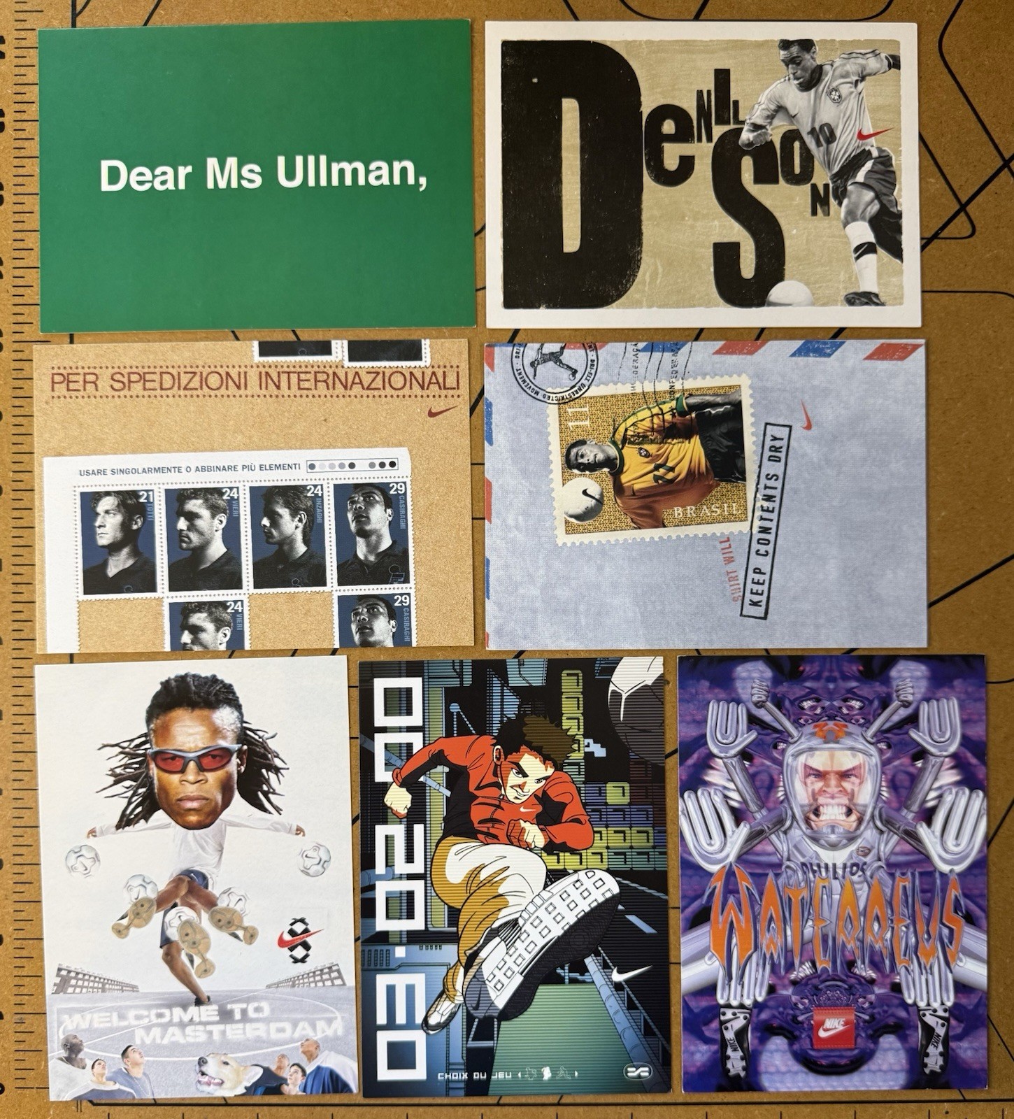 Lot 7 Vintage 1999-2000 NIKE Advertising Postcards Rare Foreign Football Soccer