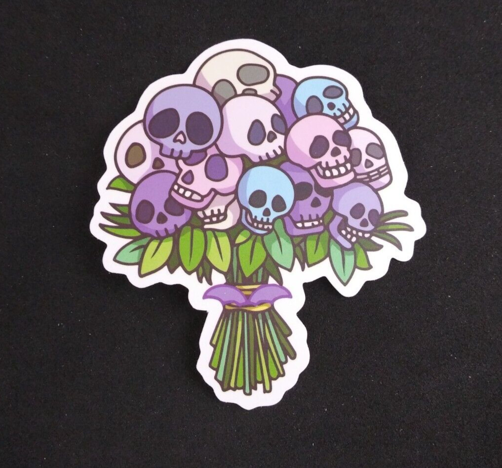 Gothic Bouquet Of Colorful Skulls Sticker 2 5/8