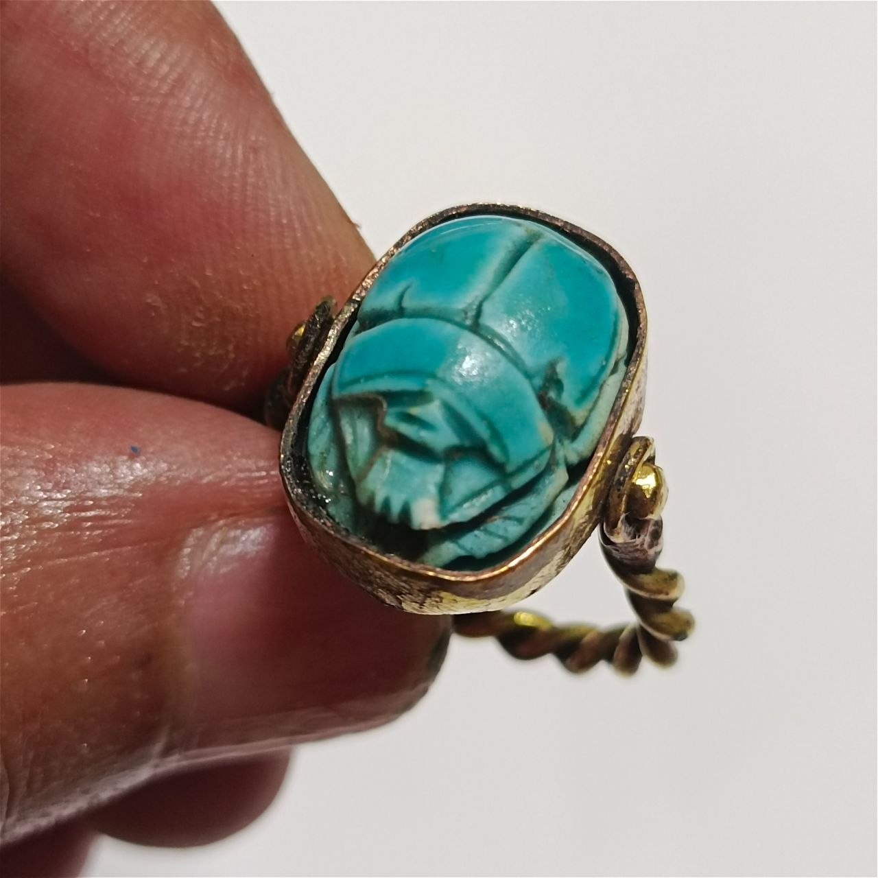 Handmade Egyptian Scarab Ring, Copper Design, Pharaonic Heritage Style