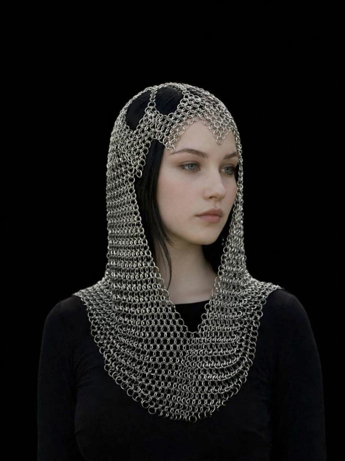 Medieval Handmade Chainmail Headpiece Gothic For Tomorrowland Party Larp Sca