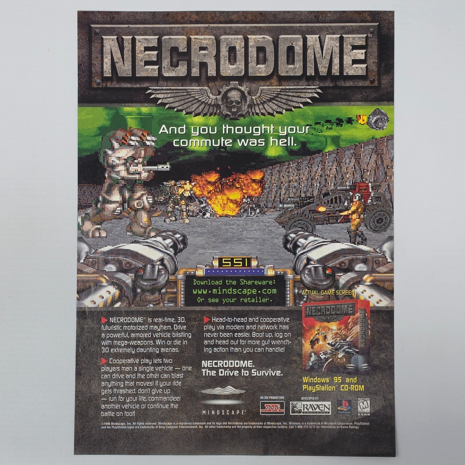 Necrodome PlayStation PS1 Windows 95 Authentic Magazine Ad