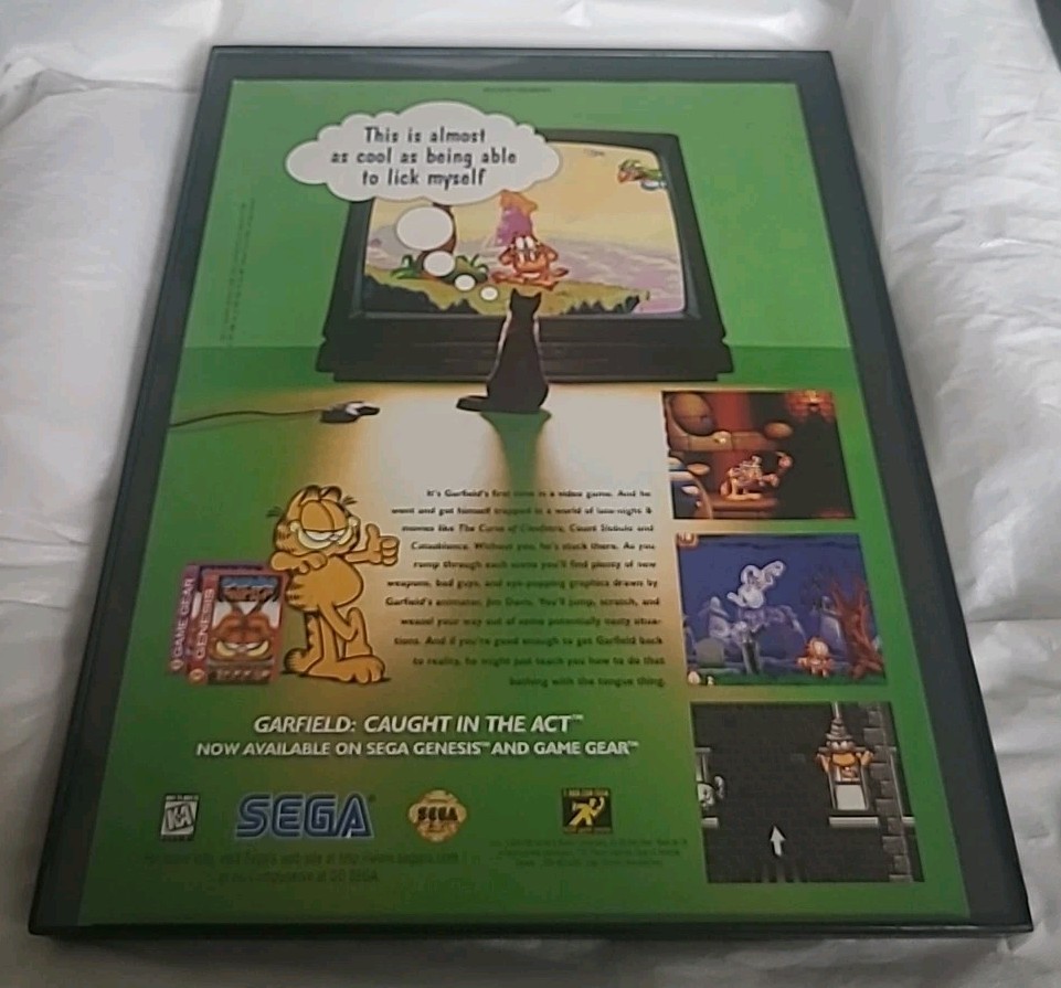 Garfield : Caught In The Act Sega Print Ad 1995 Framed 8.5X11 