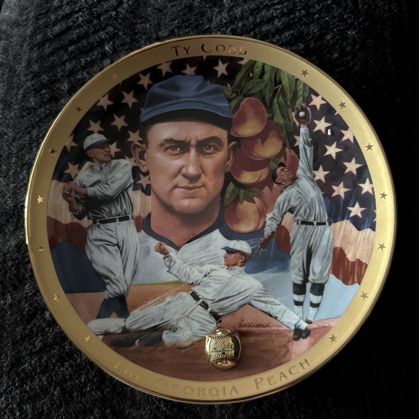 TY COBB - THE GEORGIA PEACH Plate BASEBALL The Franklin Mint Let\'s Play Ball 