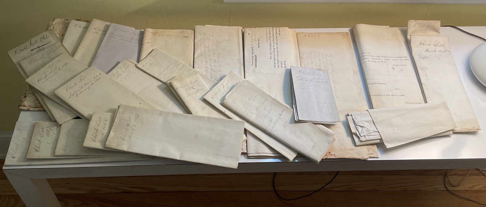 Antique NH Handwritten Voter List Lot Of 27 1850s-1880s Civil War 1864 Election